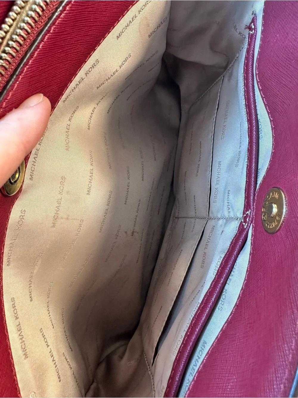 Michael Kors Savannah Satchel pink and mulberry color blocking